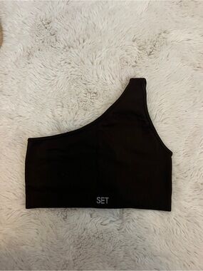 SET ACTIVE dark brown off shoulder bra